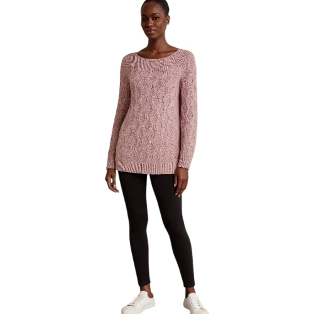Women's Pink Cable Knit Sweater